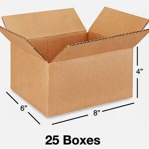 8" x 6" x 4" Boxes ( 25 boxes ) - Shipping Boxes Lightweight 32 ECT